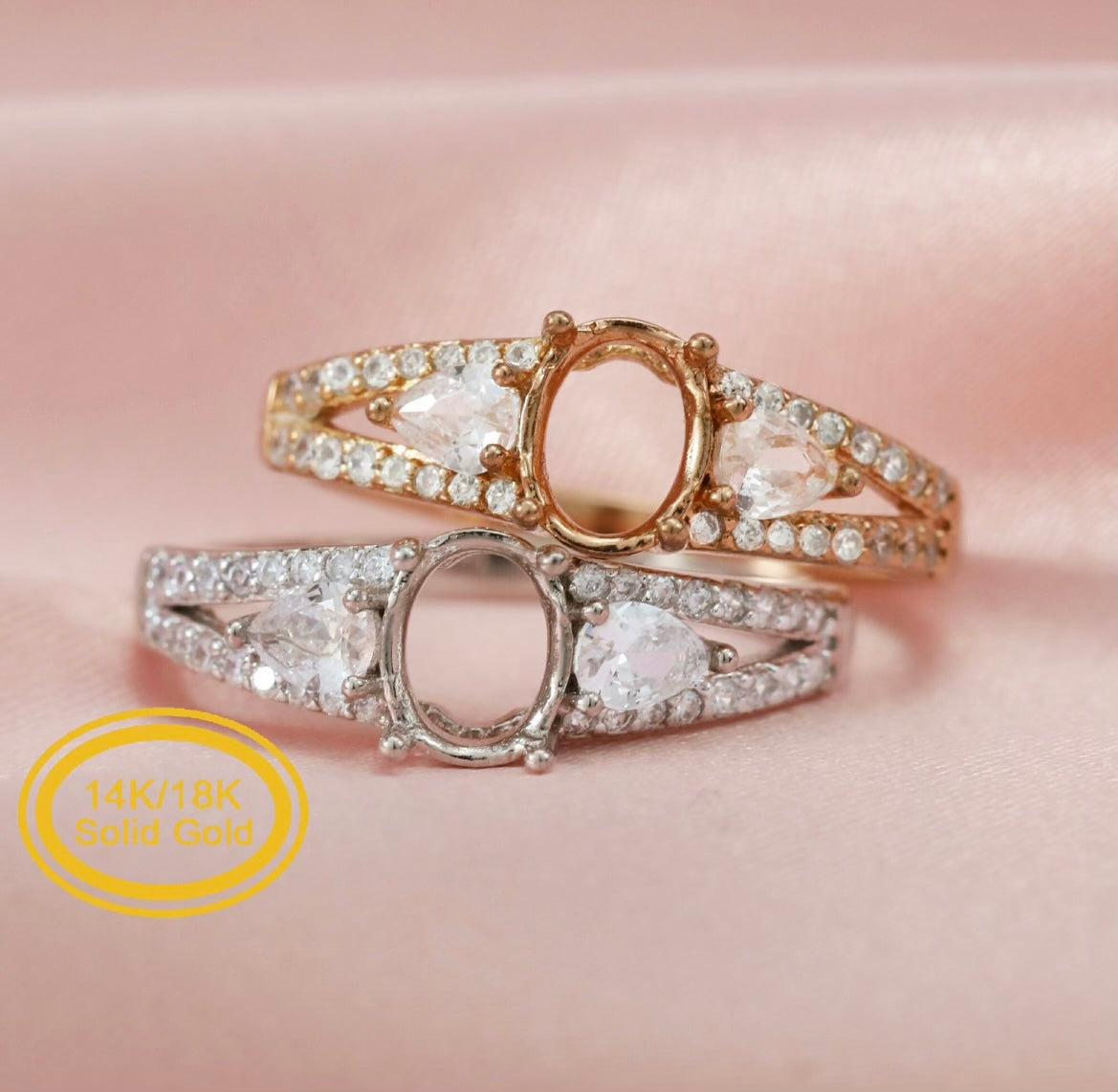 Oval Luxury Flower Ring