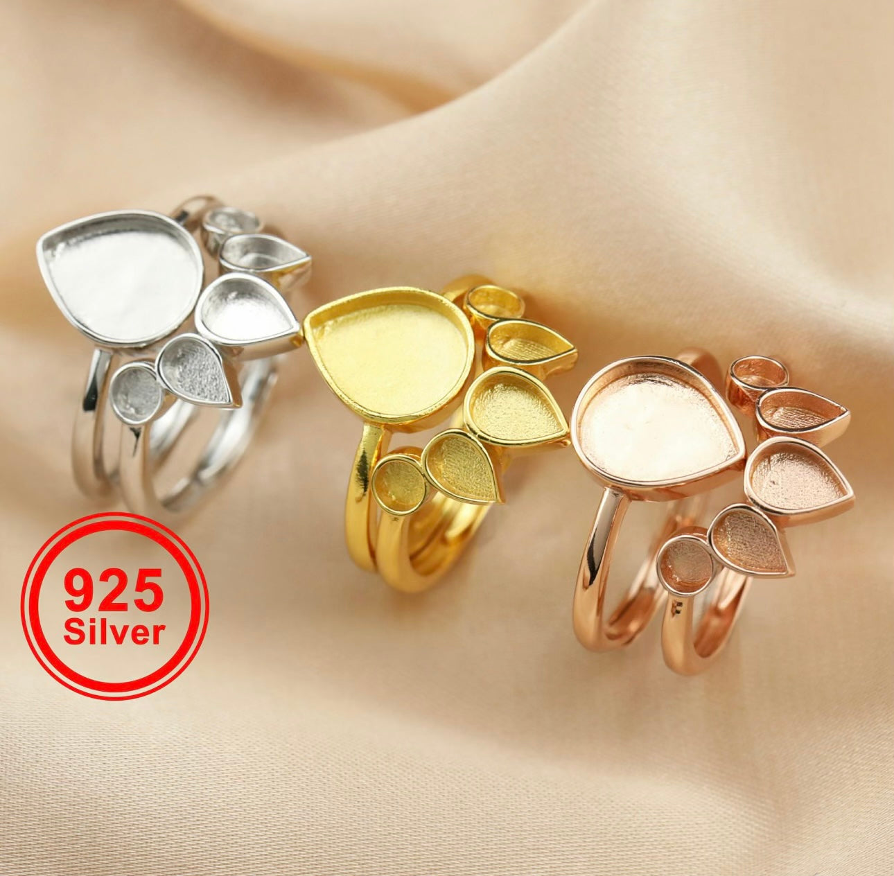 8x10mm Double Pear Ring SET