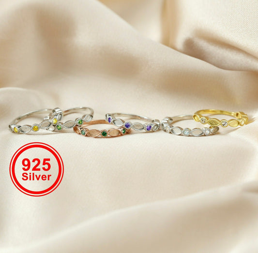 Half Band Marquise Birthstone Ring