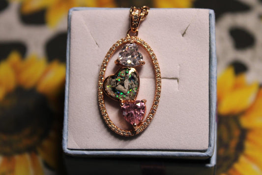 3 hearts birthstone necklace