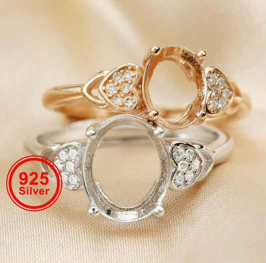 7x9mm Oval Pave “Hearts” Ring