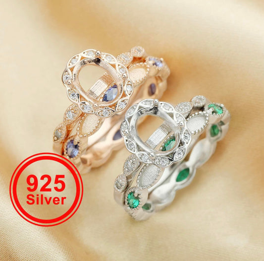 6x8 Oval Marquise Birthstone ring SET